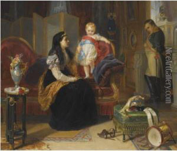 First Interview Of The Divorced Empress Josephine With The Kingof Rome Oil Painting - Henrietta Mary Ada Ward