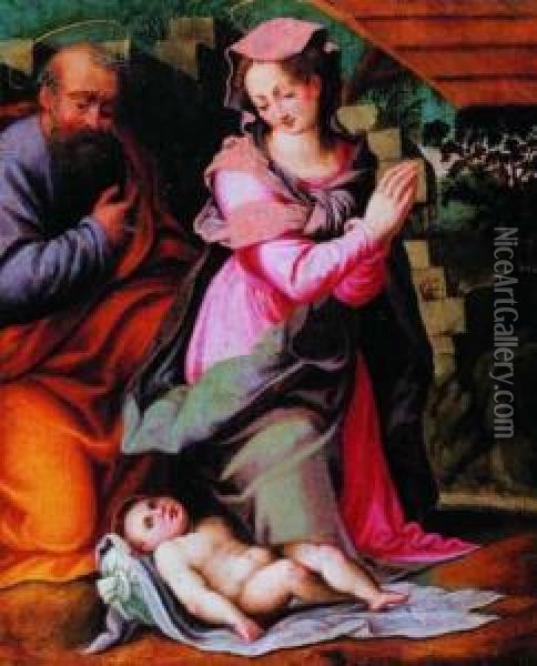 Sacra Famiglia Oil Painting - Francesco Brini Active Florence