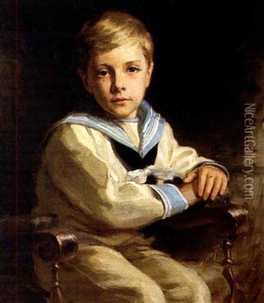 Boy In A Sailor Suit Oil Painting - John Wycliffe Lewis Forster