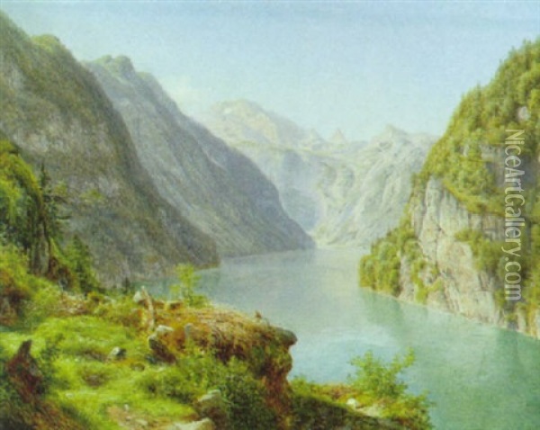 Blick Auf Den Konigsee Mit Blick Auf St. Bartholoma Oil Painting - Karl Millner