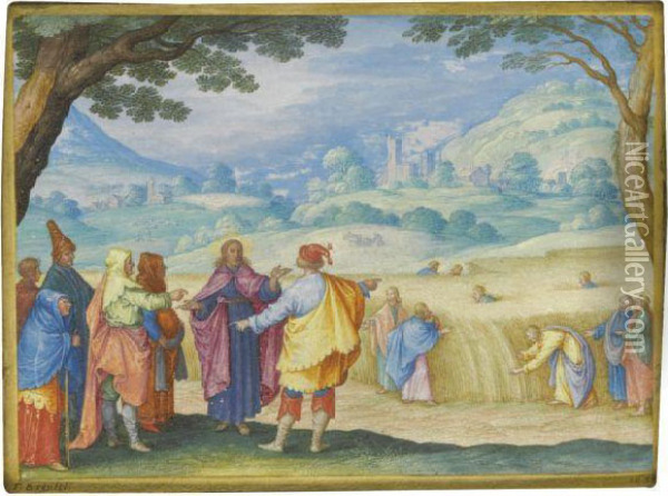 Christ And The Pharisees Oil Painting - Friedrich The Elder Brentel