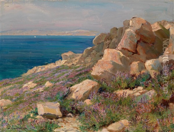 Coastal Landscape In Croatia Oil Painting - Menci Clemens Crncic