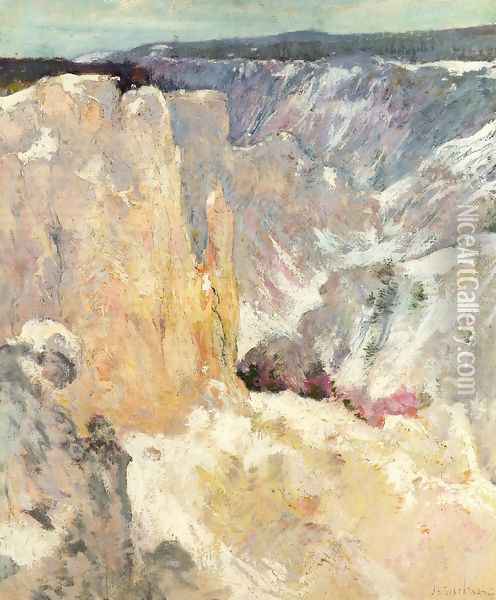 Canyon In The Yellowstone Oil Painting - John Henry Twachtman