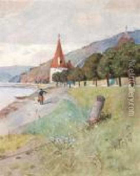 Fischerturm In Stein/ Donau Oil Painting - Eduard Zetsche