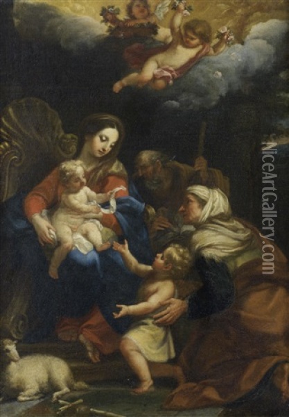 The Madonna And Child With Saint Elizabeth And The Infant Saint John The Baptist Oil Painting - Giuseppe Bartolomeo Chiari