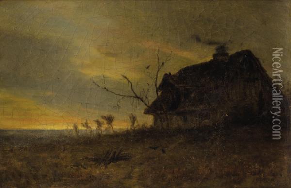 Landscape With Farmhouse Oil Painting - James Renwick Brevoort