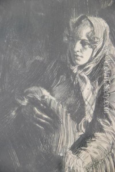 Woman And Child Oil Painting - Anders Zorn