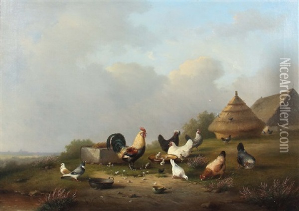 Federvieh Vor Dem Gehoft Oil Painting - Francois Vandeverdonck