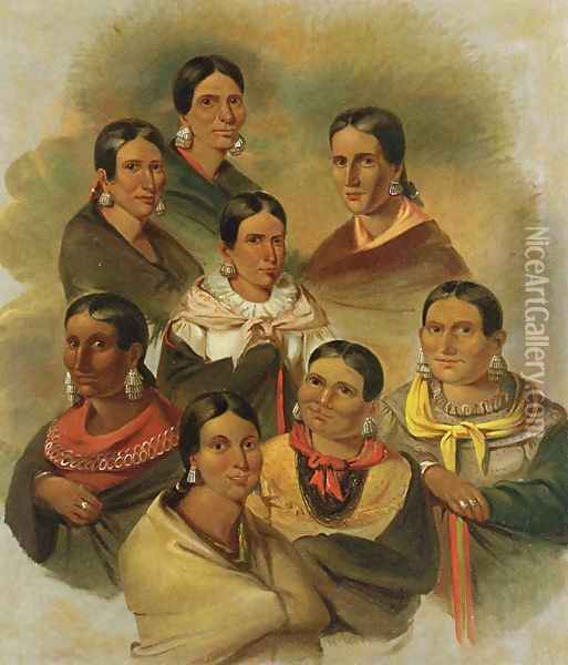 Eight Potawatomi Women Oil Painting - George Winter