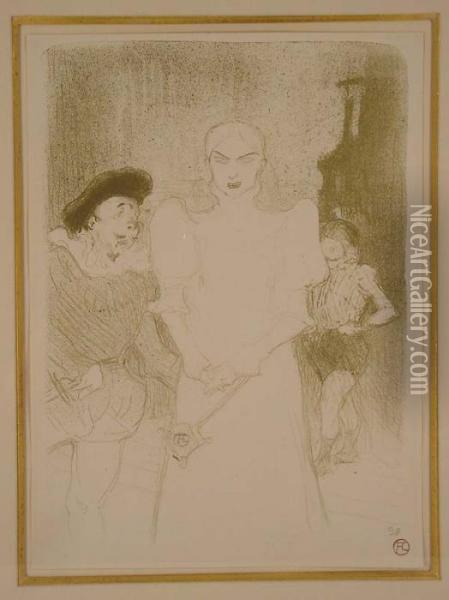 A L'opera-madame Caron Dans Faus Oil Painting - Henri De Toulouse-Lautrec