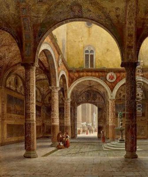 Im Innenhof Des Palazzo Vecchio Oil Painting - Julius Helfft