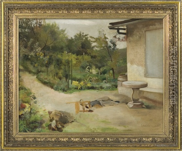 Garden, Noon Oil Painting - Jacek Malczewski