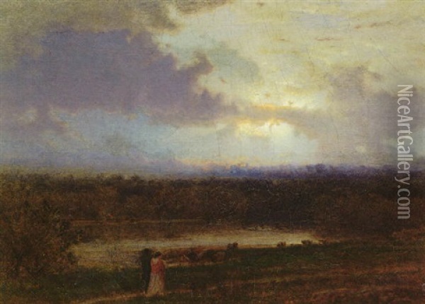 By The Lake Oil Painting - George Inness
