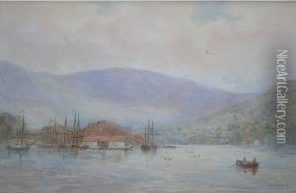 Lake Scenes With Boats Oil Painting - Walter William May