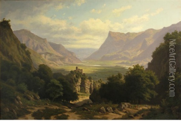Tyrolean Landscape Oil Painting - Edvard Michael Jensen