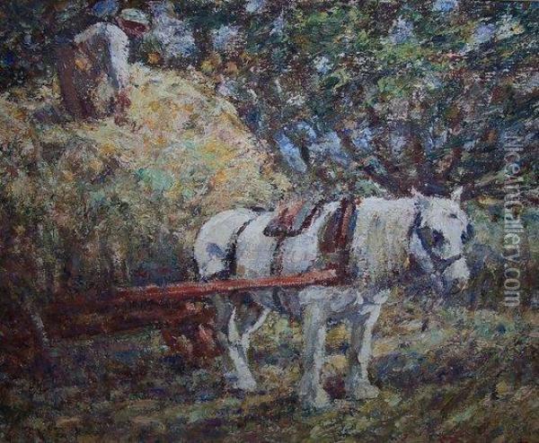 Horse And Cart Oil Painting - Harry Filder