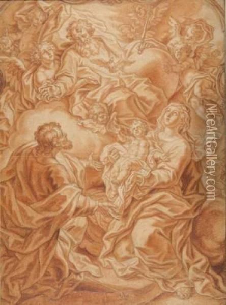 Heilige Familie Mit Gottvater In Der Glorie Oil Painting - Johann Evangelist Holzer