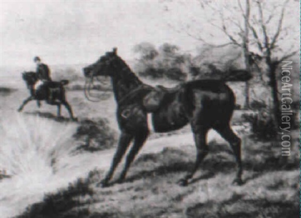 Horses In Pasture Oil Painting - Albert Clark