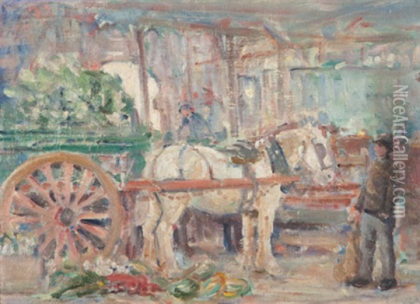 Central Adelaide Market Oil Painting - Marie Tuck