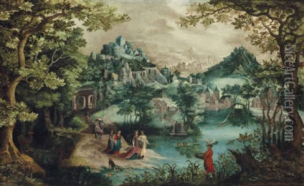 The Finding Of Moses Oil Painting - Gillis Van Coninxloo III