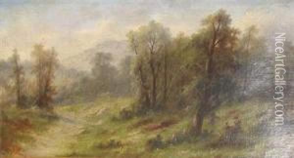 Landscape With Mountain And Trees Oil Painting - Alfred Steinacker