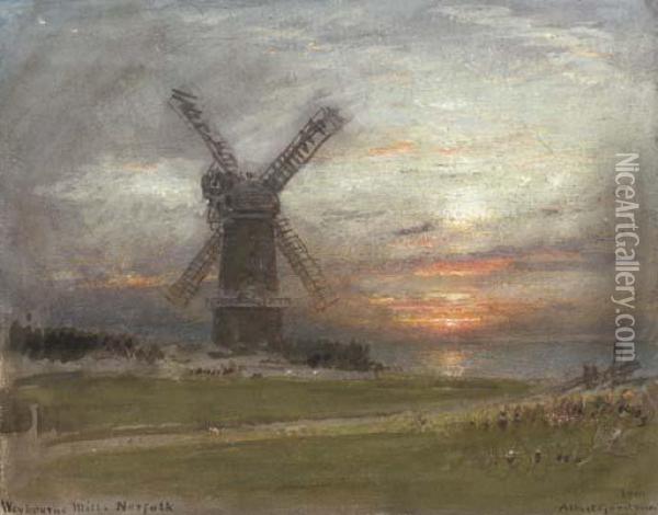 Weybourne Mill, Norfolk Oil Painting - Albert Goodwin