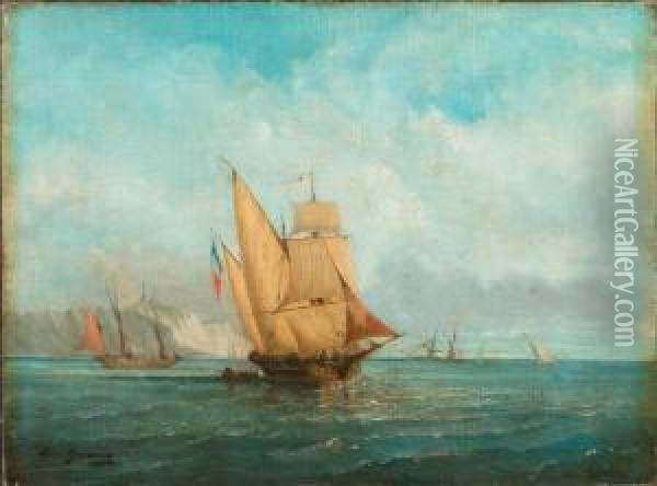 Segelschiffe Vor Der Kuste Oil Painting - Ambroise-Louis Garneray