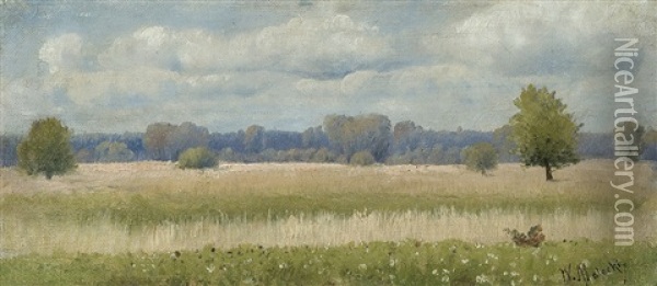 Summer Landscape With Corn Field Oil Painting - Wladislaw Malecki