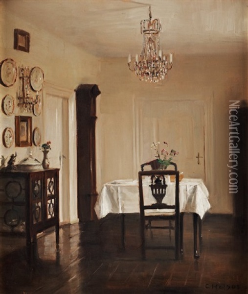 The Dining Room In The Afternoon Oil Painting - Carl Vilhelm Holsoe