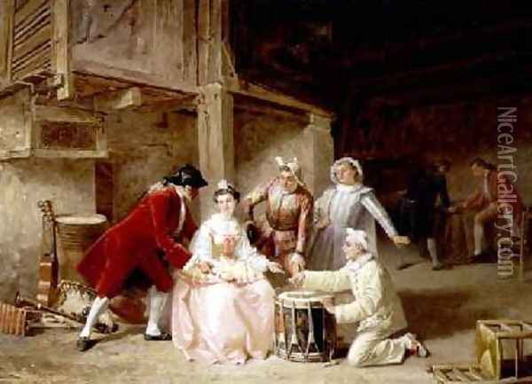 Group of musician actors gambling Oil Painting - Adolphe Francois Monfallet