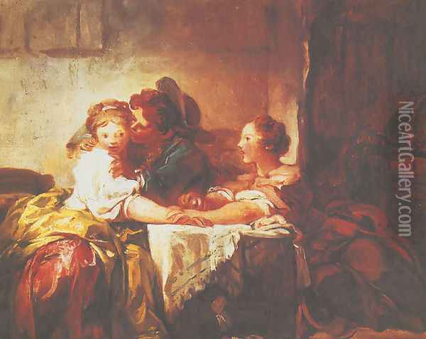 Prize of a Kiss Oil Painting - Jean-Honore Fragonard