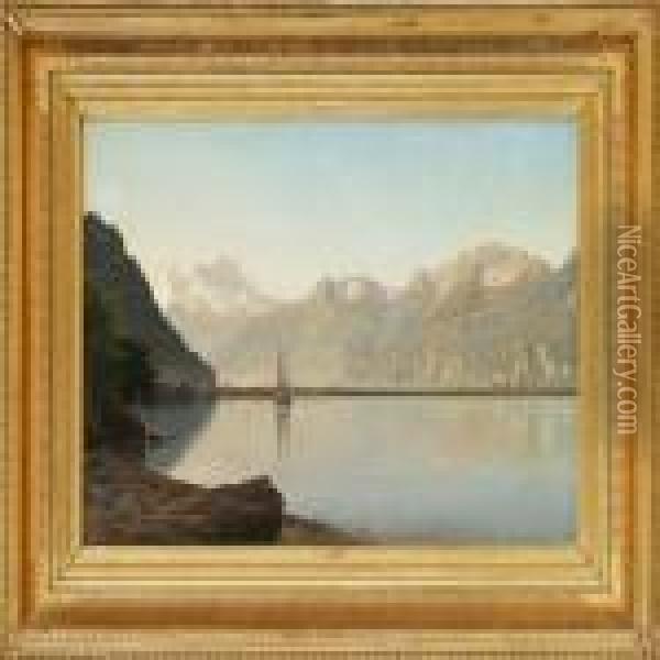 View Of Lac Lema Oil Painting - Janus Andreas La Cour