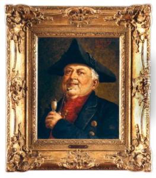 Retrato De Hombre Con Pipa Oil Painting - Georg Roessler