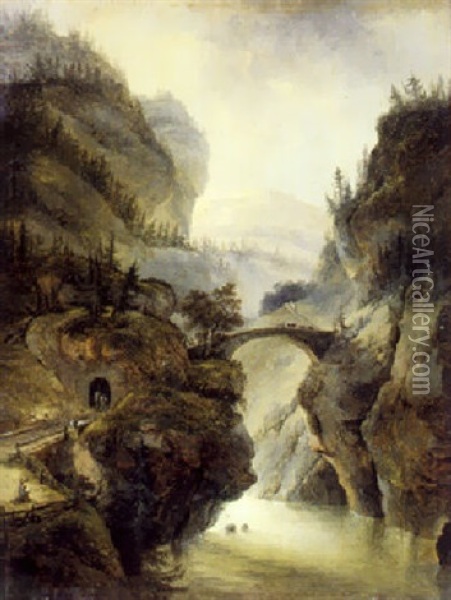 Via Mala Oil Painting - Johann-Heinrich Wuest
