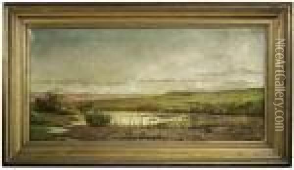 Campagnalandscape Under A Cloudy Sky Oil Painting - Achille Vertunni