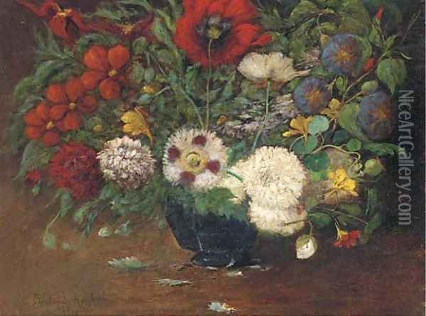 Still life of mixed flowers in a bowl Oil Painting - Martha Elisabeth Barboud Koch