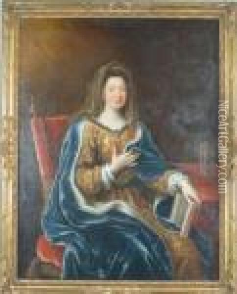 Portrait Of Francoise D'aubigne, Marquise De Maintenon, Wife Oflouis Xiv Oil Painting - Pierre Le Romain I Mignard