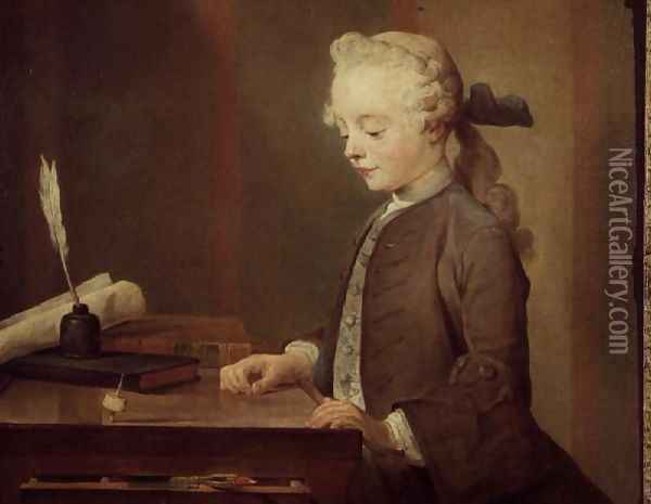 The Child with a Teetotum, Portrait of Auguste-Gabriel Godefroy (1728-1813) 1741 Oil Painting - Jean-Baptiste-Simeon Chardin