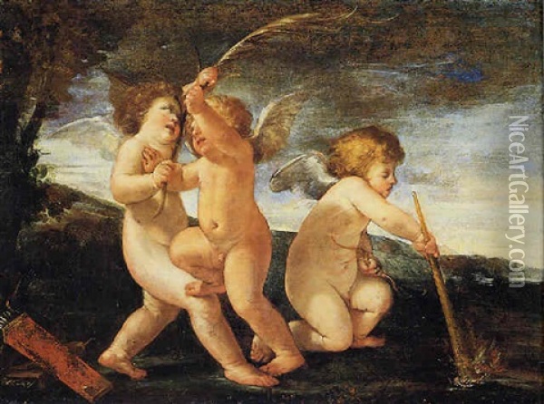 Allegoria Dell 'amore Virtuoso Oil Painting - Francesco Giovanni Gessi