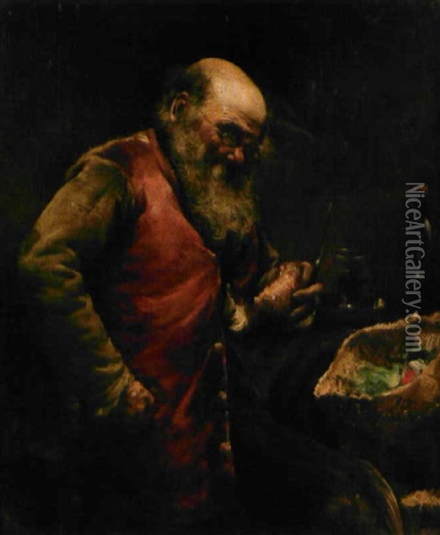 Portrait D'homme Attable Oil Painting - Norbert Goeneutte
