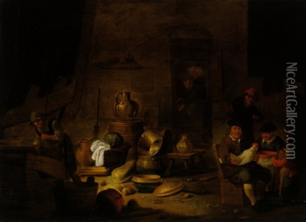 Bauernfamilie In Der Scheune Oil Painting - Jan Spanjaert