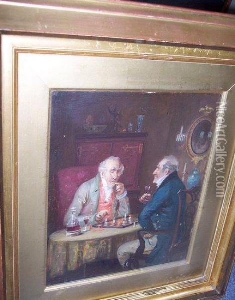 The Chess Players Oil Painting - George Fox