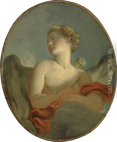 L'amour: Said To Be A Portrait Of Marie-catherine Rombocoli-riggieri Colombe As Cupid Oil Painting - Jean-Honore Fragonard