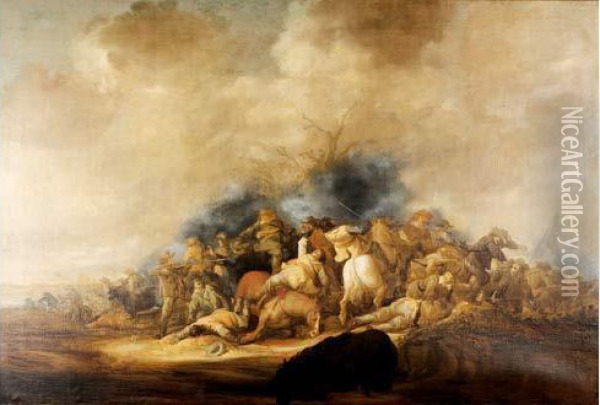 Choc De Cavalerie Oil Painting - Benjamin Gerritsz. Cuyp