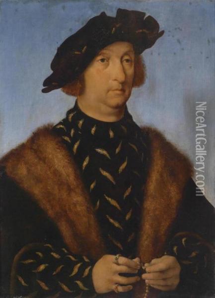 Portrait Of A Man Holding A Rosary Oil Painting - Joos Van Cleve