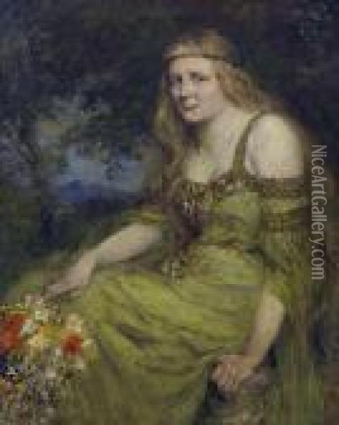Bildnis Einer Sitzenden Jungen Frau Oil Painting - Ferdinand Leeke