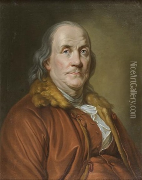 Portrait De Benjamin Franklin Oil Painting - Joseph-Siffred Duplessis
