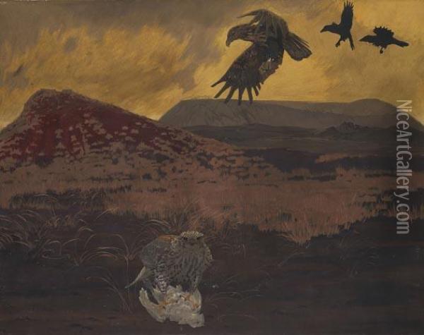Seeadler Und Falke Auf Island Oil Painting - Friedrich Lissmann