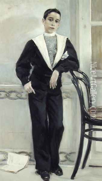 Portrait of Manuel Ramos Villegas, Full Legnth Oil Painting - Jose Villegas y Cordero