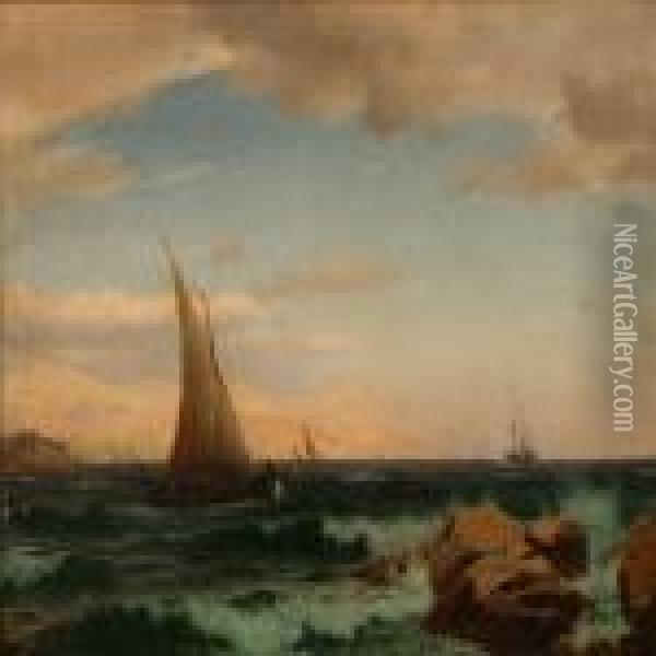 Coastal Scene With Sailing Ships Oil Painting - Christian Eckardt